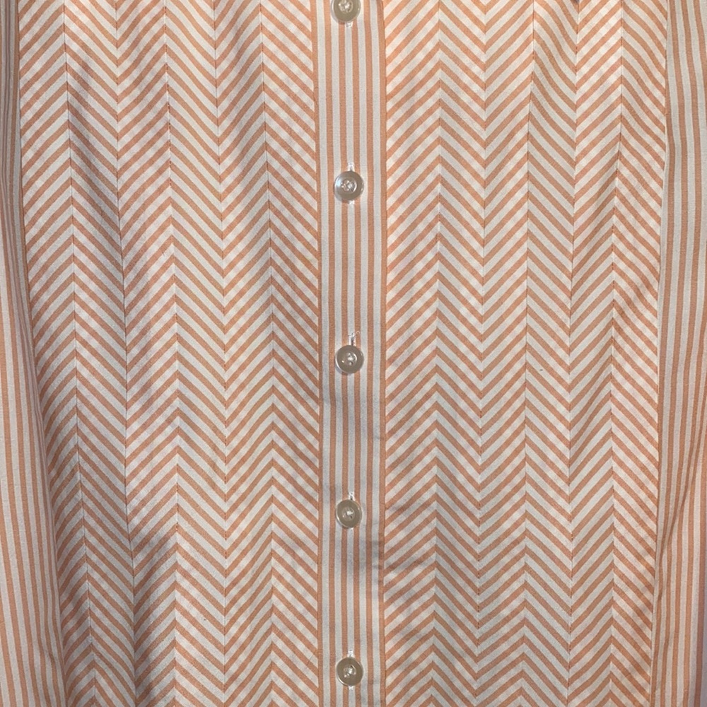 Talbots Apricot & White Stripe Button Down Long S… - image 3